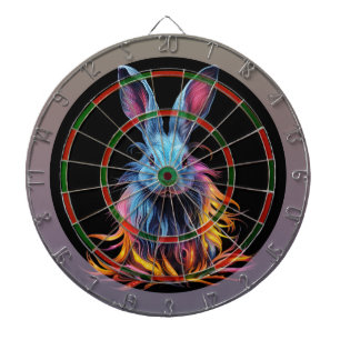 Awesome Blue Rabbit on Fire Dartboard