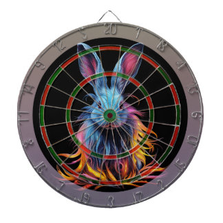 Awesome Blue Rabbit on Fire  Dartboard