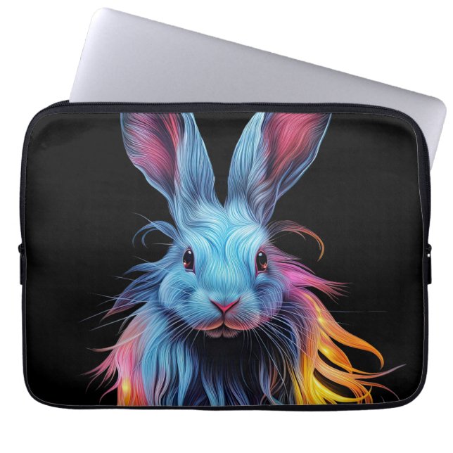 Awesome Blue Rabbit on Fire  Laptop Sleeve (Front)