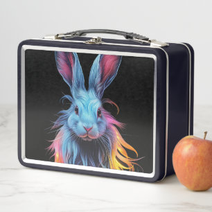 Awesome Blue Rabbit on Fire  Metal Lunch Box
