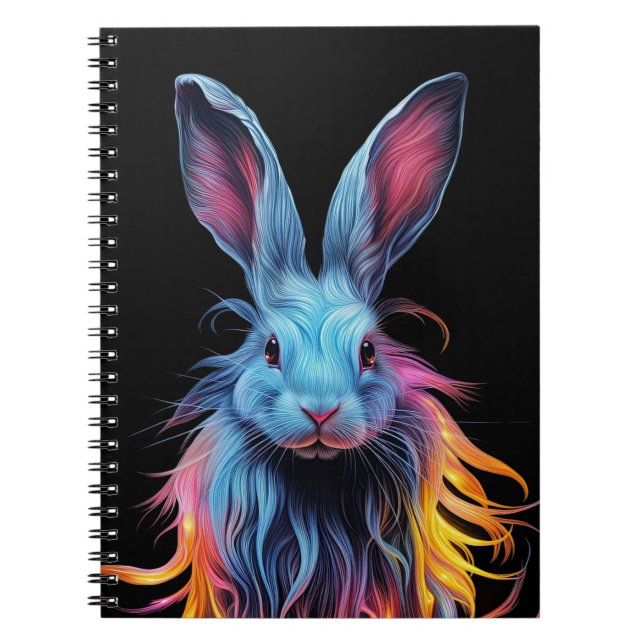 Awesome Blue Rabbit on Fire  Notebook (Front)