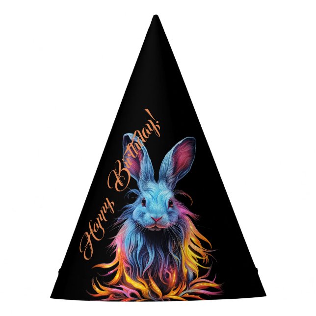 Awesome Blue Rabbit on Fire  Party Hat (Front)