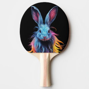 Awesome Blue Rabbit on Fire  Ping Pong Paddle