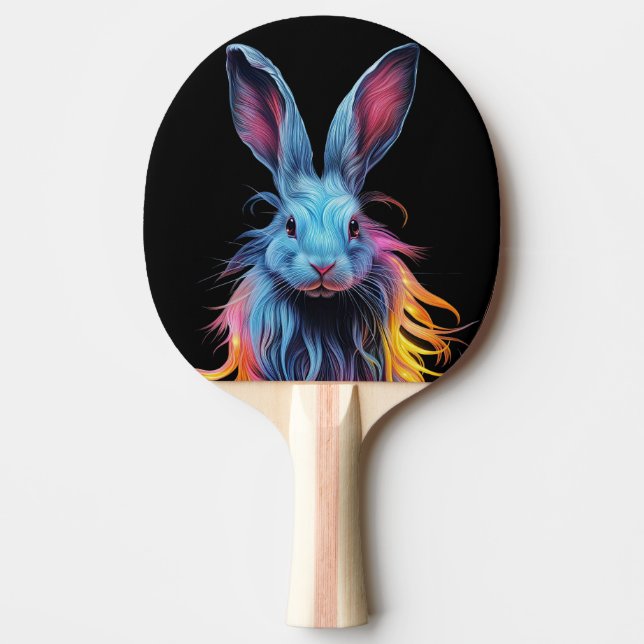 Awesome Blue Rabbit on Fire  Ping Pong Paddle (Front)