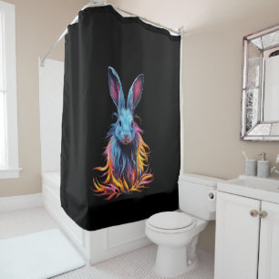 Awesome Blue Rabbit on Fire  Shower Curtain