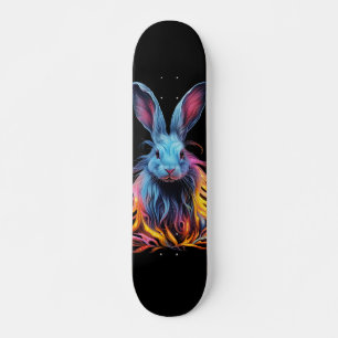 Awesome Blue Rabbit on Fire Skateboard