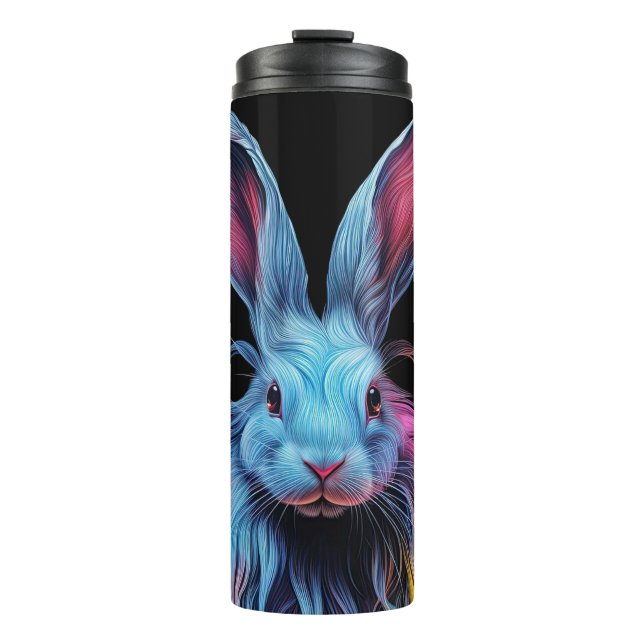 Awesome Blue Rabbit on Fire  Thermal Tumbler (Front)