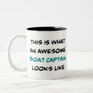 awesome boat captain Two-Tone coffee mug