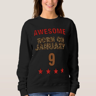 Awesome born on 9th January 9 Leopard Print Januar Sweatshirt