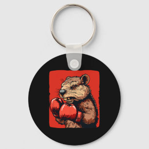Awesome Boxing Beaver With Gloves For Sports Fans  Key Ring