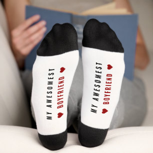 Awesome Boyfriend Text Bottom Customised Matching Socks