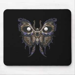 Awesome Butterfly Skull - Spooky Halloween Rock By Mouse Pad