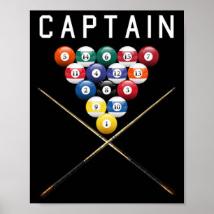 Awesome Captain Pool Billiard T Shirt Men Women Gi Poster