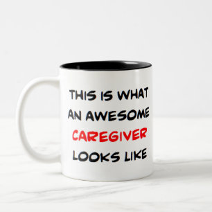 awesome caregiver Two-Tone coffee mug