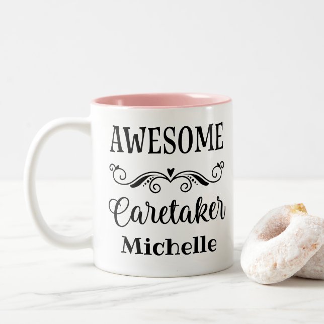 Awesome Caretaker Personalised Two-Tone Coffee Mug (With Donut)