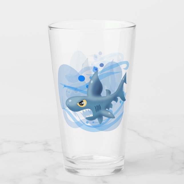 Awesome Cartoon Shark Glass (Back)