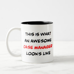 awesome case manager Two-Tone coffee mug