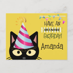 Awesome Cat Brithday for Kids  Postcard