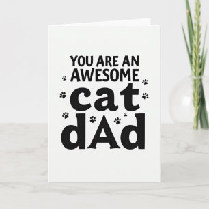 Awesome Cat Dad Paw Prints Card