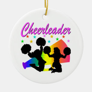 AWESOME CHEERLEADER MEGAPHONE DESIGN CERAMIC TREE DECORATION
