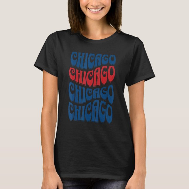 Awesome Chicago Illinois Groovy Retro 60s 70s Styl T-Shirt (Front)