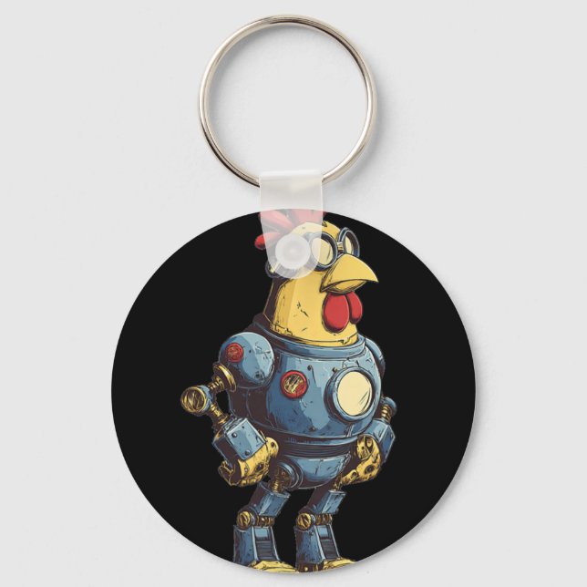Awesome Chicken Robot For Future Animals Lovers  Key Ring (Front)