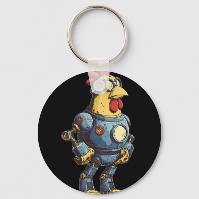 Awesome Chicken Robot For Future Animals Lovers  Key Ring (Front)