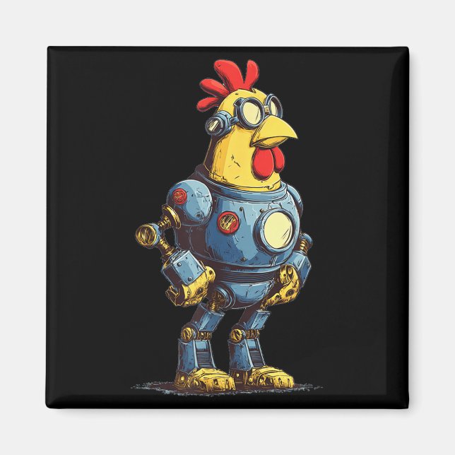 Awesome Chicken Robot For Future Animals Lovers  Magnet (Front)