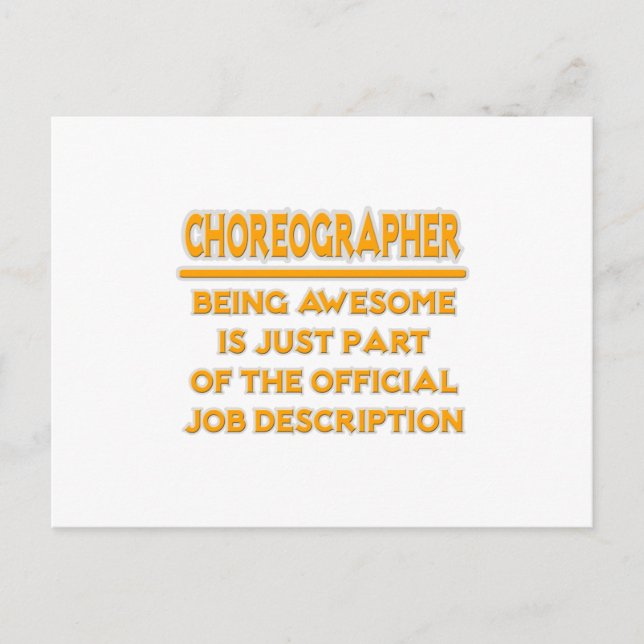Awesome Choreographer .. Job Description Postcard (Front)