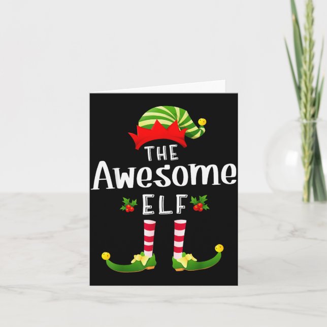 Awesome Christmas Elf Matching Pajama X-mas Party  Card (Front)