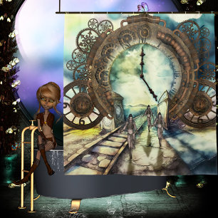 awesome  clockwork shower curtain