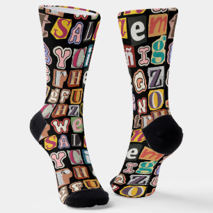 Awesome colourful lettering Black Men Socks
