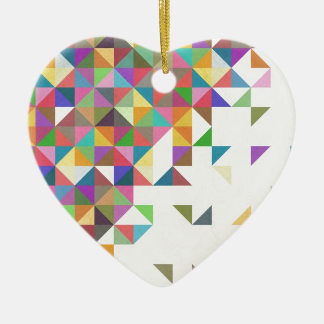 Awesome colourful retro geometric pattern ceramic tree decoration (Front)