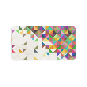 Awesome colourful retro geometric pattern label