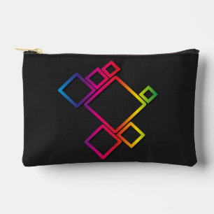 Awesome Colourful Squares on Black No. 1 Accessory Pouch