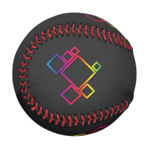 Awesome Colourful Squares on Black No. 1 Baseball