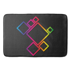 Awesome Colourful Squares on Black No. 1 Bath Mat