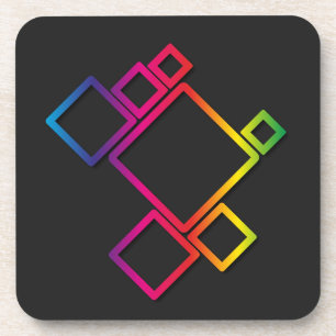 Awesome Colourful Squares on Black No. 1 Coaster