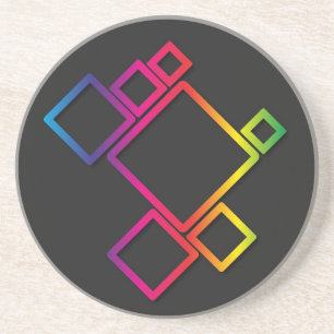 Awesome Colourful Squares on Black No. 1 Coaster