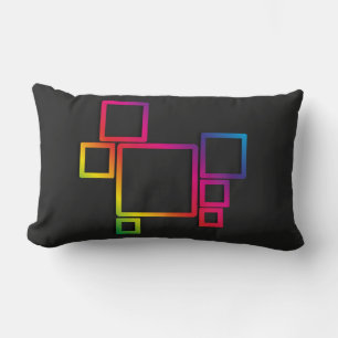 Awesome Colourful Squares on Black No. 1 Lumbar Cushion