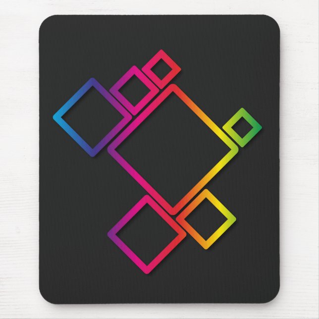 Awesome Colourful Squares on Black No. 1 Mouse Pad (Front)