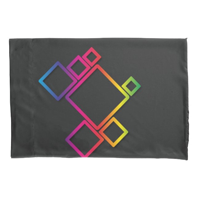 Awesome Colourful Squares on Black No. 1 Pillowcase (Front)