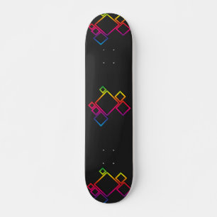Awesome Colourful Squares on Black No. 1 Skateboard