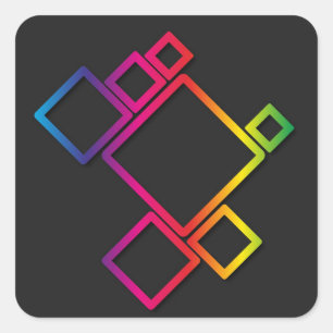 Awesome Colourful Squares on Black No. 1 Square Sticker