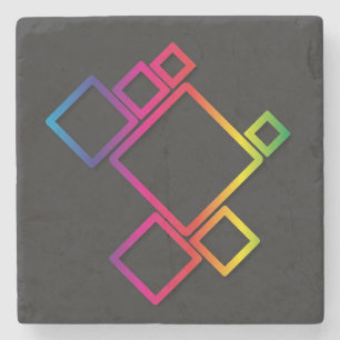Awesome Colourful Squares on Black No. 1 Stone Coaster