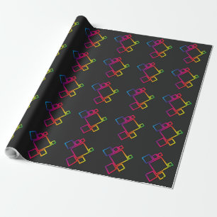 Awesome Colourful Squares on Black No. 1 Wrapping Paper