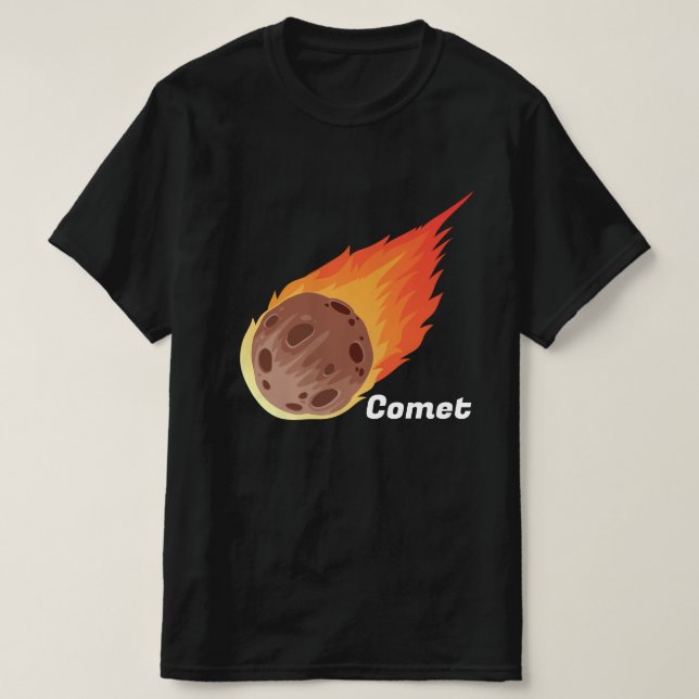Awesome Comet with fire l Universe Black T-Shirt (Design Front)