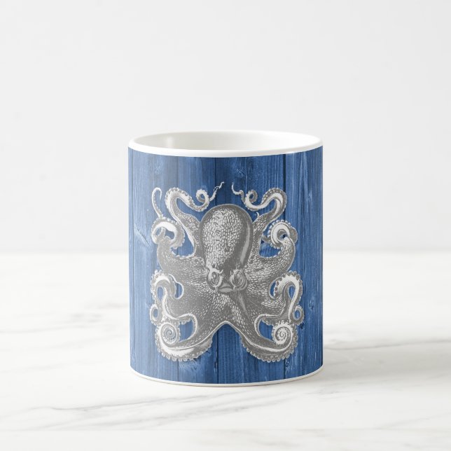 awesome cool Antique effect white octopus Coffee Mug (Center)