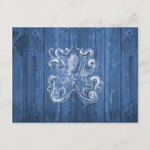 awesome cool Antique effect white octopus Postcard