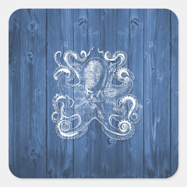 awesome cool Antique effect white octopus Square Sticker (Front)